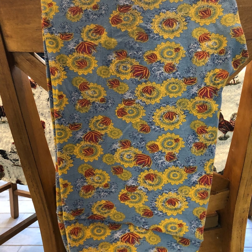 LuLaRoe denim with burgundy TC leggings